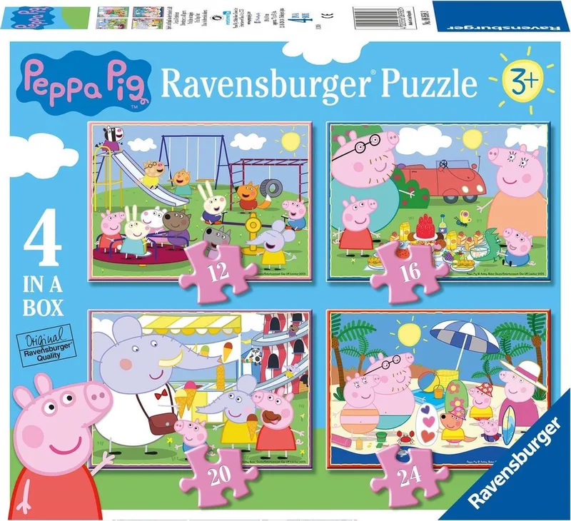 Peppa Pig 4in1box puzzel - 12+16+20+24 stukjes - kinderpuzzel from Ravensburger, Multicolour edition – box