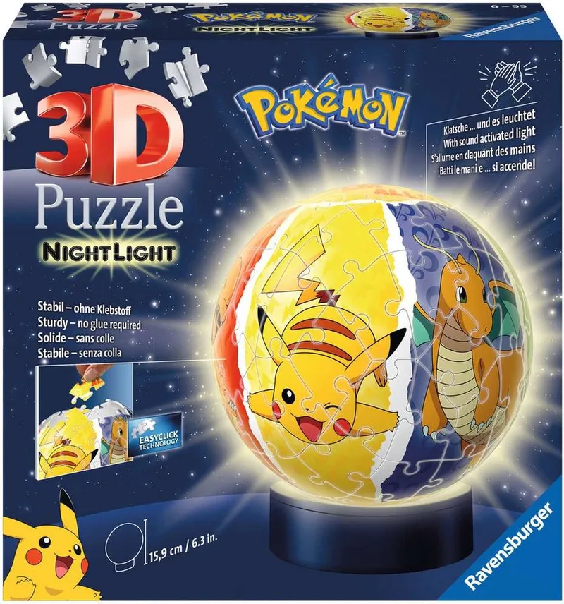 Pokémon met verlichting - 3D Puzzel - 72 stukjes från Ravensburger, utgåva Flerfärgad – kartong