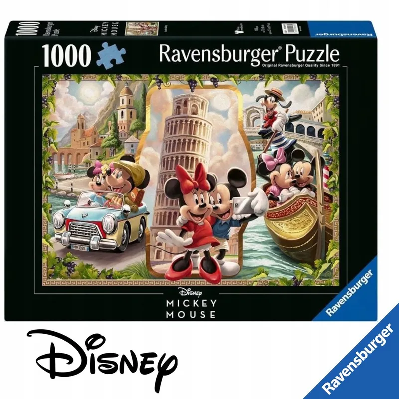 Premium 1000 Disney Classics Mikė Pūkuotuko ir Mini kelionė dėlionė from Ravensburger, Multicolour edition – box