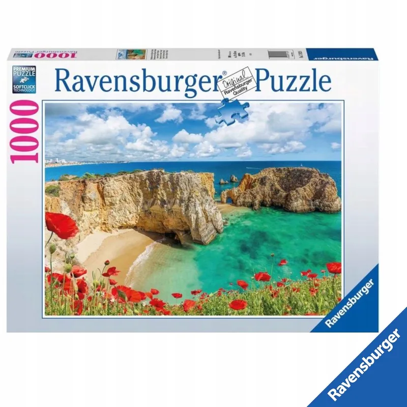 Premium Puzzel 1000 Stukken: Algarve Kliffen van Ravensburger – doos