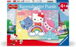 puzzel 2 puzzels - Hello Kitty - 24 stukjes. de Ravensburger, édition Multicolore – boîte 1 sur 4