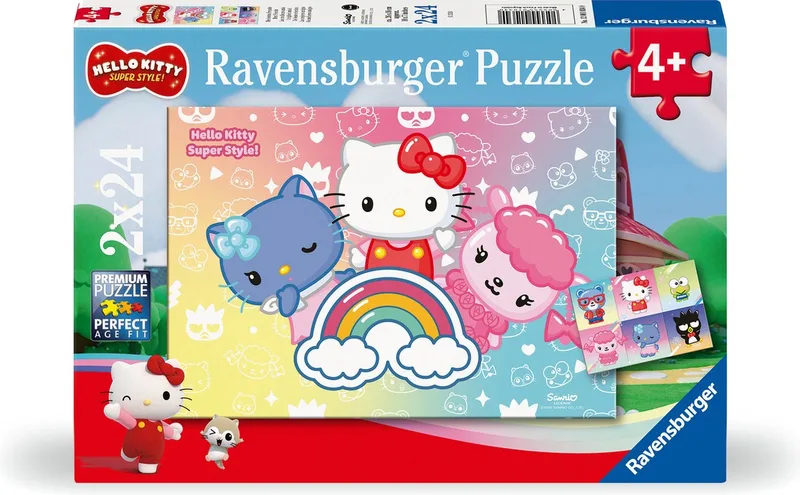 puzzel 2 puzzels - Hello Kitty - 24 stukjes. de Ravensburger, édition Multicolore – boîte 1 sur 4