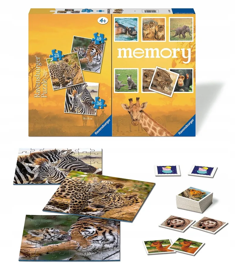 Puzzel 3-in-1 Wilde Dieren & Memory Spel from Ravensburger – box