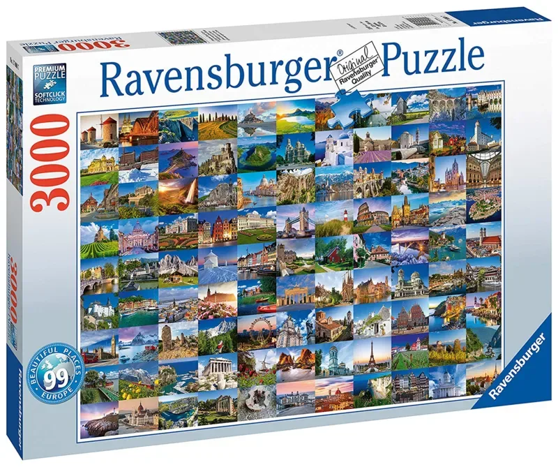 puzzel 99 mooie plekken in Europa - legpuzzel - 3000 stukjes fra Ravensburger, Flerfarvet-udgave – æske 2 af 2