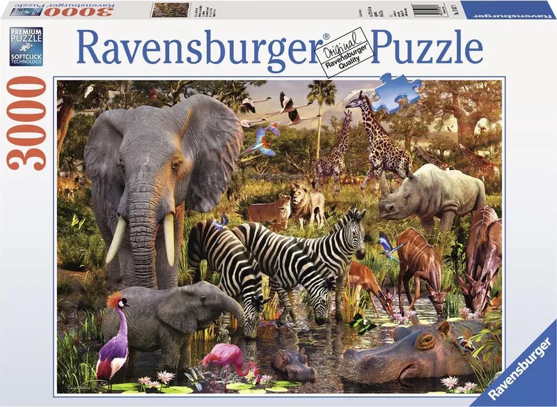 puzzel Afrikaanse dierenwereld - Legpuzzel - 3000 stukjes van Ravensburger, editie Meerkleurig – doos 1 van 2