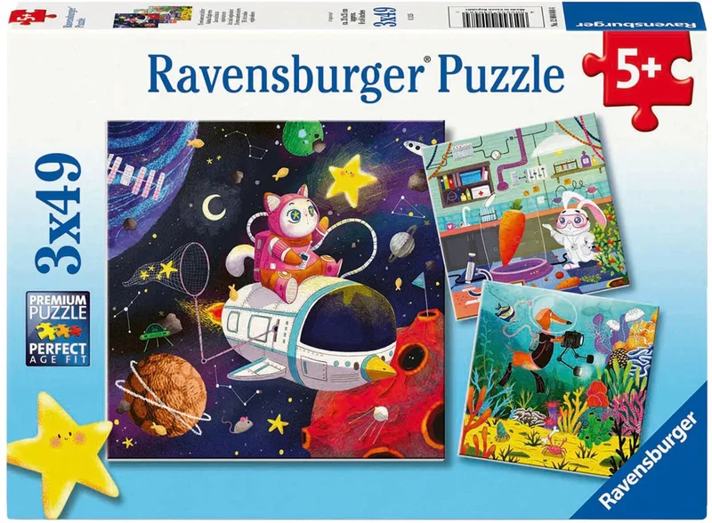 puzzel Animal Explorers - Legpuzzel - 3x49 stukjes van Ravensburger, editie Meerkleurig – doos 1 van 5