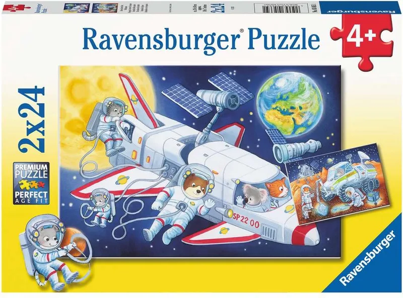 puzzel Animals in Space - Legpuzzel - 2x24 stukjes de Ravensburger, édition Multicolore – boîte