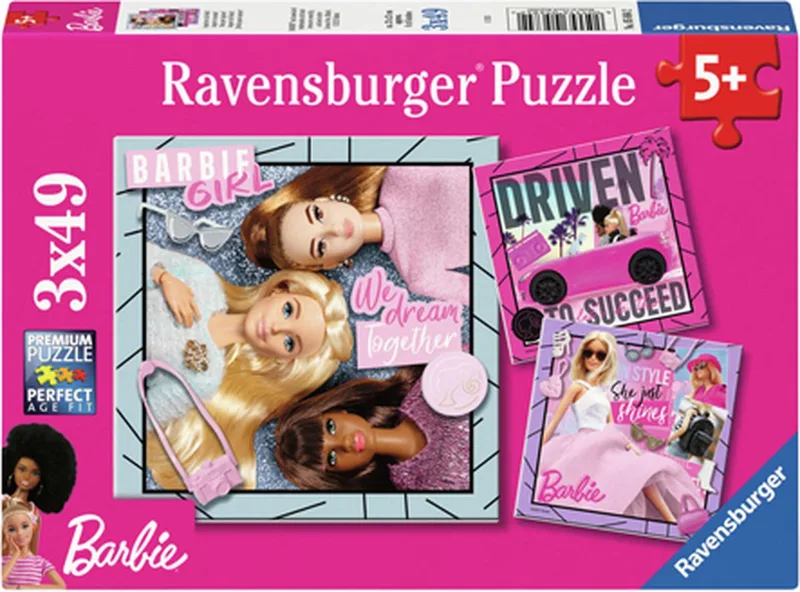 puzzel Barbie - Legpuzzel - 3x49 stukjes de Ravensburger, édition Multicolore – boîte