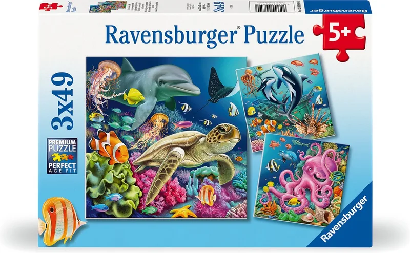 puzzel Betoverende onderwaterwereld - Drie puzzels - 49 stukjes - kinderpuzzel from Ravensburger, Multicolour edition – box 1 of 4