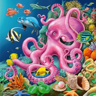 puzzel Betoverende onderwaterwereld - Drie puzzels - 49 stukjes - kinderpuzzel from Ravensburger, Multicolour edition – box 2 of 4