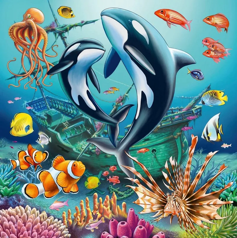 puzzel Betoverende onderwaterwereld - Drie puzzels - 49 stukjes - kinderpuzzel from Ravensburger, Multicolour edition – box 3 of 4