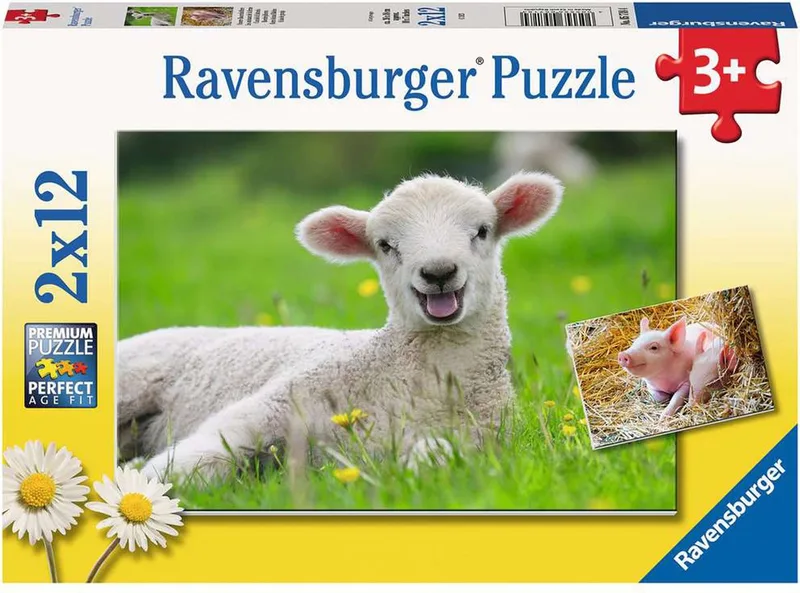 Puzzel Boerderijdieren - Legpuzzel - 2x12 stukjes van Ravensburger, editie Meerkleurig – doos