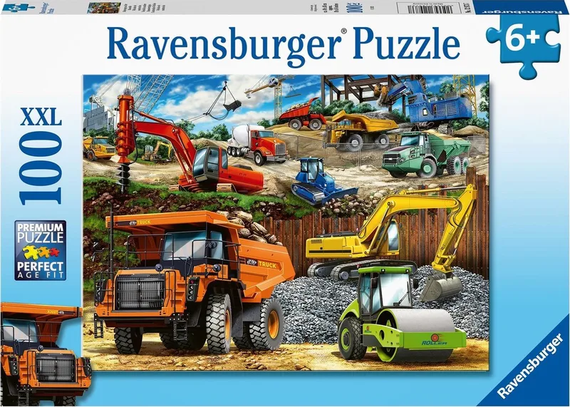puzzel Bouwvoertuigen - Legpuzzel - 100 stukjes van Ravensburger, editie Meerkleurig – doos