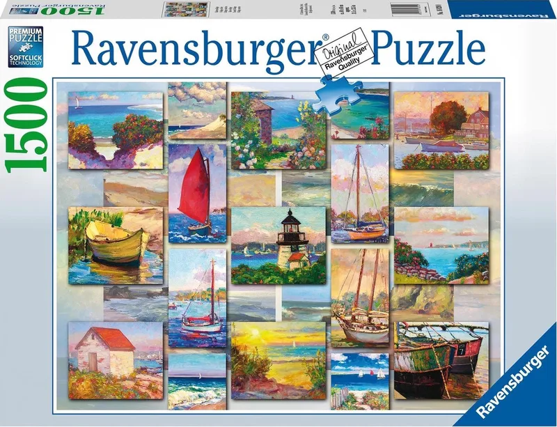 puzzel Coastal Collage - Legpuzzel - 1500 stukjes van Ravensburger, editie Meerkleurig – doos