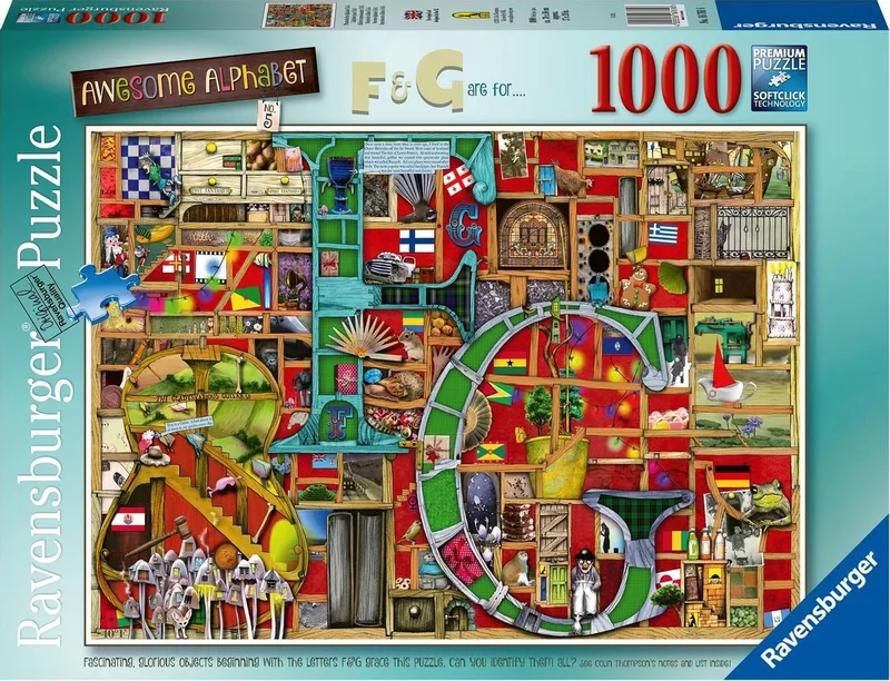 puzzel Colin Thompson Awesome Alphabet F and G - Legpuzzel - 1000 stukjes Licentie de Ravensburger, édition Multicolore – boîte