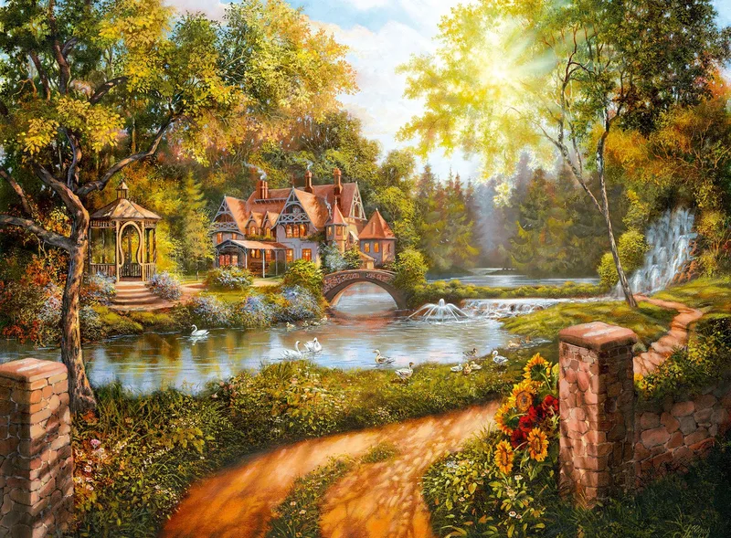 puzzel Cottage by the River - 500 stukjes. de Ravensburger, édition Multicolore – boîte 2 sur 2