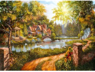 puzzel Cottage by the River - 500 stukjes. de Ravensburger, édition Multicolore – boîte 1 sur 2