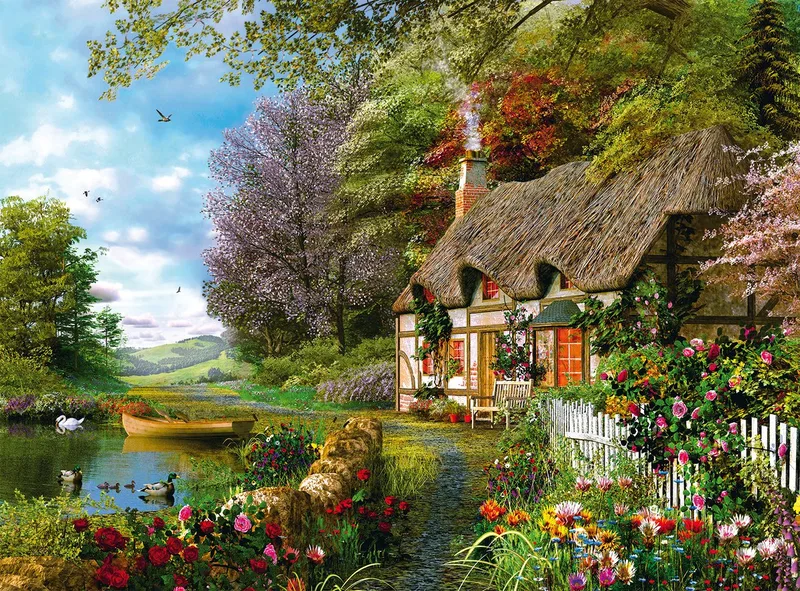 puzzel Country Cottage - legpuzzel landschap 1500 stukjes. van Ravensburger, editie Meerkleurig – doos