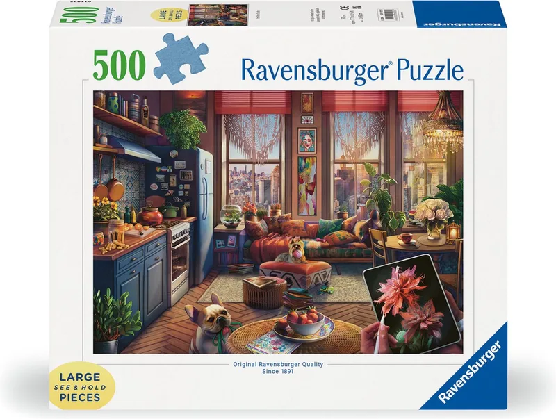 puzzel Cozy Boho Studio - Legpuzzel - 500 Large Format stukjes van Ravensburger, editie Meerkleurig – doos