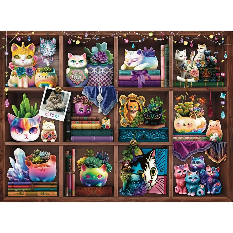 puzzel Cubby Cats and Succulents - Legpuzzel - 500 stukjes van Ravensburger, editie Meerkleurig – doos 3 van 3