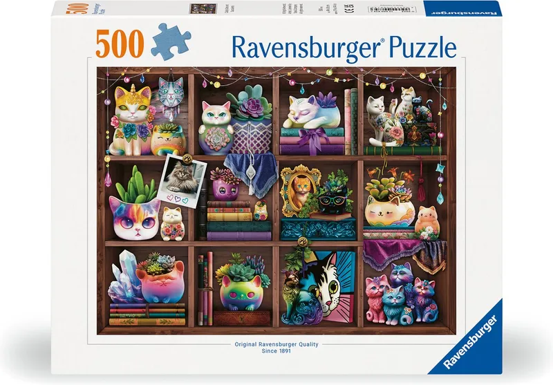 puzzel Cubby Cats and Succulents - Legpuzzel - 500 stukjes van Ravensburger, editie Meerkleurig – doos 1 van 3