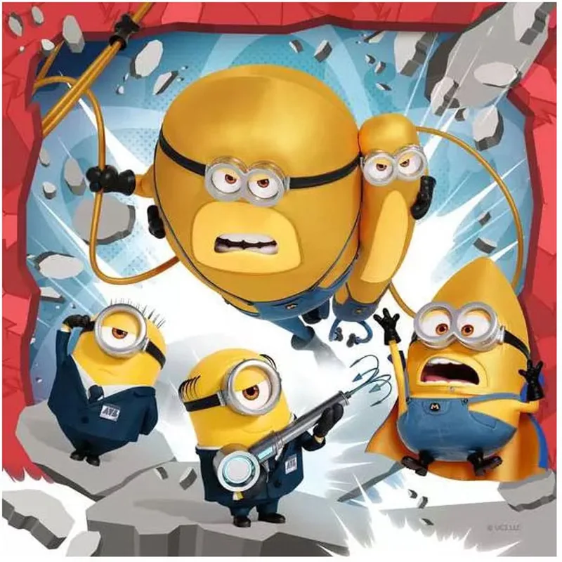 puzzel Despicable Me 4 - Drie puzzels - 49 stukjes - kinderpuzzel van Ravensburger, editie Meerkleurig – doos