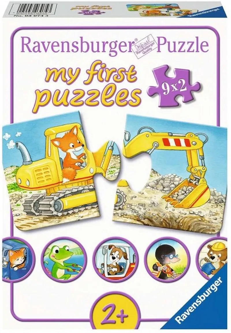 puzzel Dieren in de bouw - My First puzzles - 9x2 stukjes - kinderpuzzel from Ravensburger, Multicolour edition – box