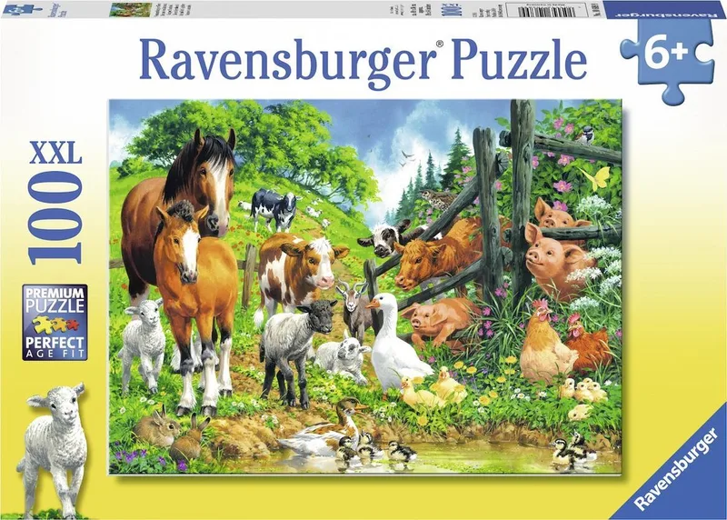 puzzel Dierenbijeenkomst - Legpuzzel - 100 stukjes van Ravensburger, editie Meerkleurig – doos