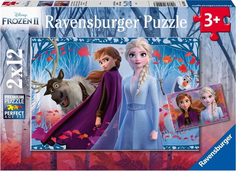 puzzel Disney Frozen 2 - 2x12 stukjes - kinderpuzzel van Ravensburger, editie Meerkleurig – doos