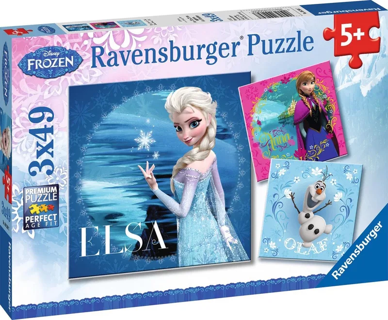 puzzel Disney Frozen Elsa, Anna & Olaf - 3x49 stukjes - kinderpuzzel from Ravensburger, Multicolour edition – box 1 of 5