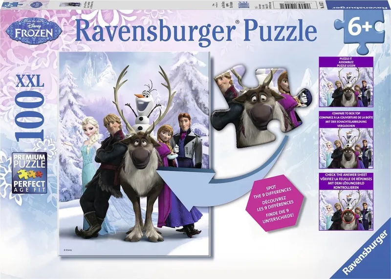 puzzel Disney Frozen - Legpuzzel - 100 stukjes van Ravensburger, editie Meerkleurig – doos