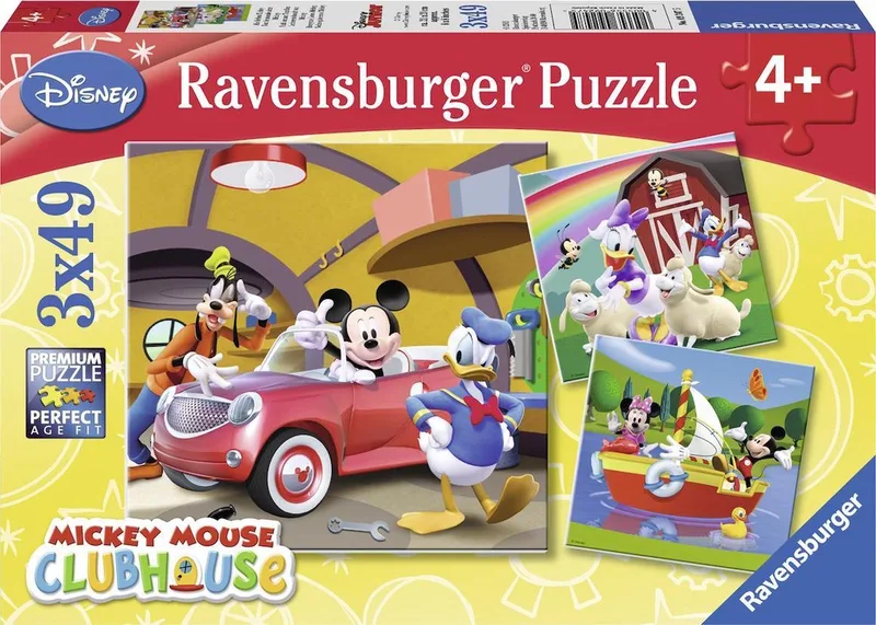 puzzel Disney Mickey Mouse: Iedereen houdt van Mickey - 3x49 stukjes - kinderpuzzel from Ravensburger, Multicolour edition – box
