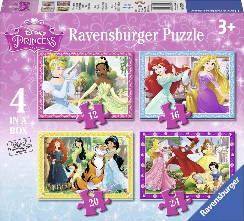 puzzel Disney Princess - 12+16+20+24 stukjes - kinderpuzzel de Ravensburger, édition Multicolore – boîte