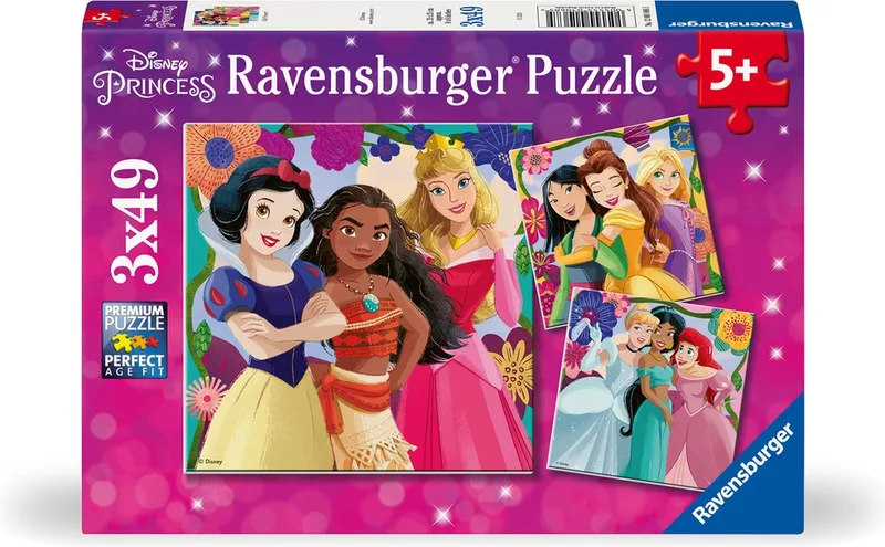 puzzel Disney Princess - Drie puzzels - 49 stukjes - kinderpuzzel von Ravensburger, Ausgabe Mehrfarbig – Schachtel