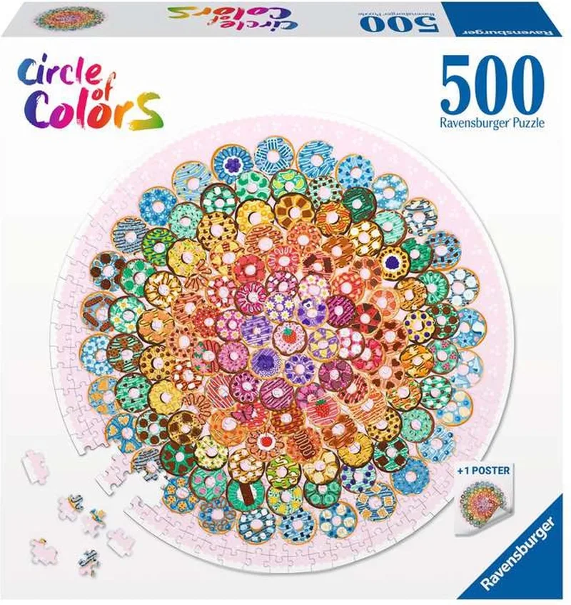 puzzel Donuts - Legpuzzel - 500 stukjes van Ravensburger, editie Meerkleurig – doos