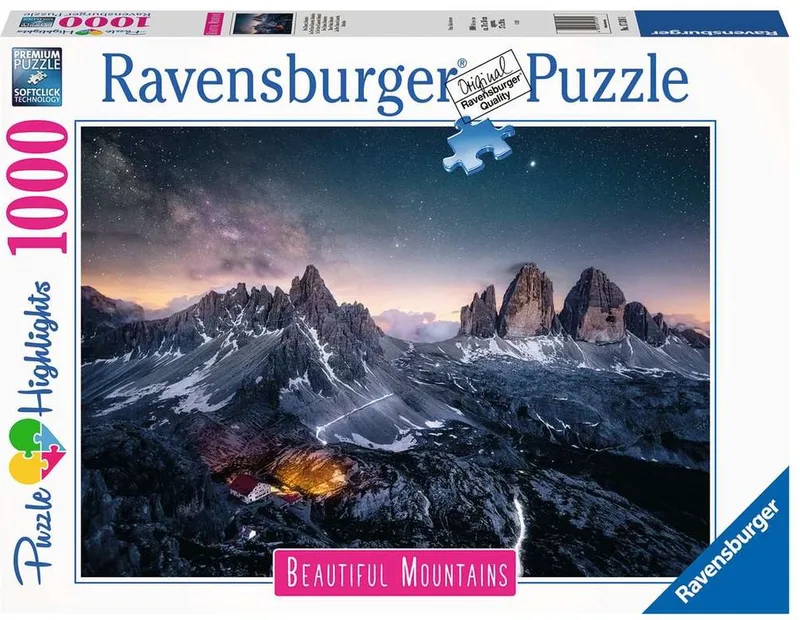 puzzel Drei Zinnen, Dolomieten - Legpuzzel - 1000 stukjes van Ravensburger, editie Meerkleurig – doos