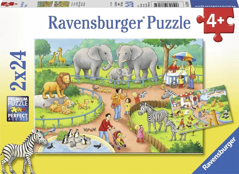 puzzel Een dag in de dierentuin - 2x24 stukjes - kinderpuzzel from Ravensburger, Multicolour edition – box