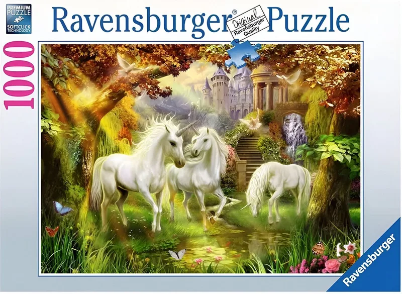puzzel Eenhoorns in de herfst - Legpuzzel - 1000 stukjes van Ravensburger, editie Meerkleurig – doos