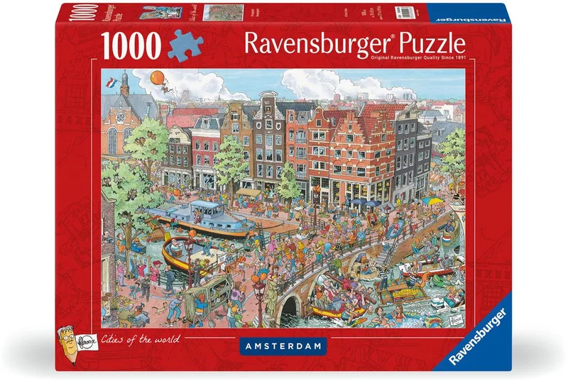 puzzel Fleroux - Legpuzzel - 1000 stukjes fra Ravensburger, Amsterdam-udgave – æske