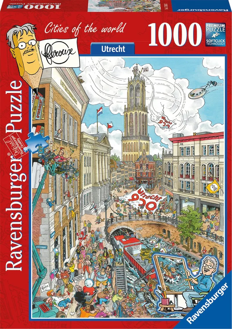 puzzel Fleroux - Legpuzzel - 1000 stukjes fra Ravensburger, Utrecht-udgave – æske