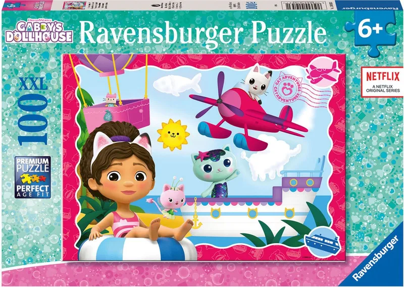 puzzel Gabby's Dollhouse - Legpuzzel - 100 XXL stukjes de Ravensburger, édition Multicolore – boîte 1 sur 2
