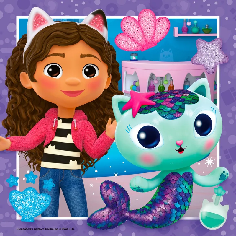 puzzel Gabby's Dollhouse - Legpuzzel - 3x49 stukjes fra Ravensburger, Flerfarvet-udgave – æske 3 af 4