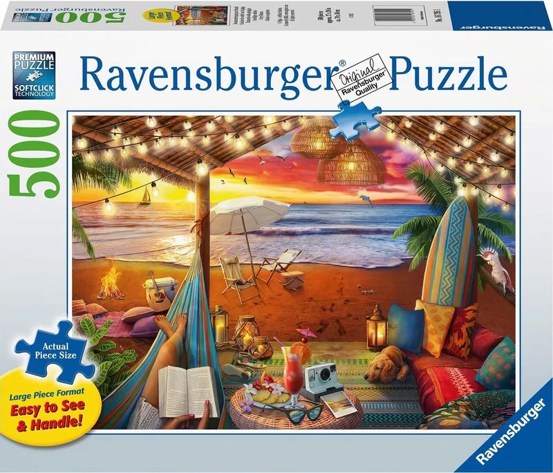 puzzel Gezellige cabana - Legpuzzel - 500 stukjes extra groot van Ravensburger, editie Meerkleurig – doos