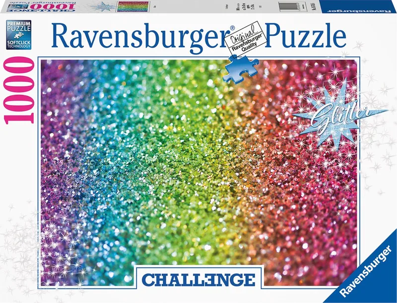 puzzel Glitter - Legpuzzel - 1000 stukjes Challenge van Ravensburger, editie Meerkleurig – doos