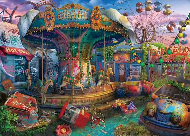 puzzel Gloomy Carnival - Abandoned Place - 1000 stukjes. van Ravensburger, editie Meerkleurig – doos