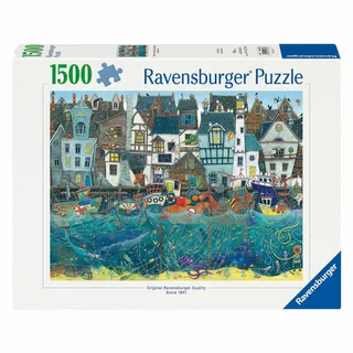 puzzel Habour of Wonders: a Bustling Fantasy Port - Legpuzzel - 1500 stukjes van Ravensburger, editie Meerkleurig – doos 1 van 2