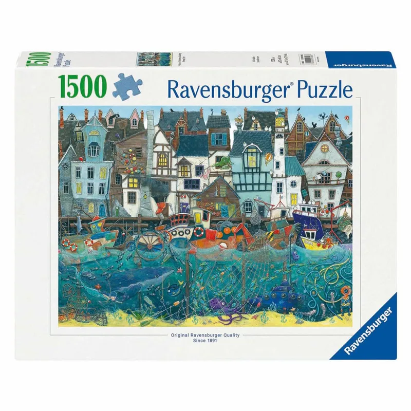 puzzel Habour of Wonders: a Bustling Fantasy Port - Legpuzzel - 1500 stukjes van Ravensburger, editie Meerkleurig – doos 1 van 2