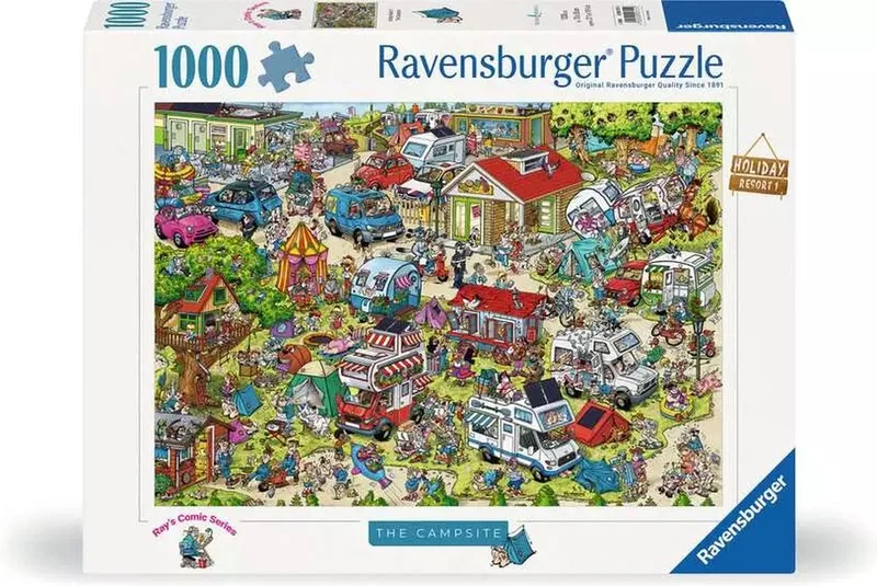 puzzel Holiday Resort 1 - Camping cartoon legpuzzel 1000 stukjes. van Ravensburger, editie Meerkleurig – doos