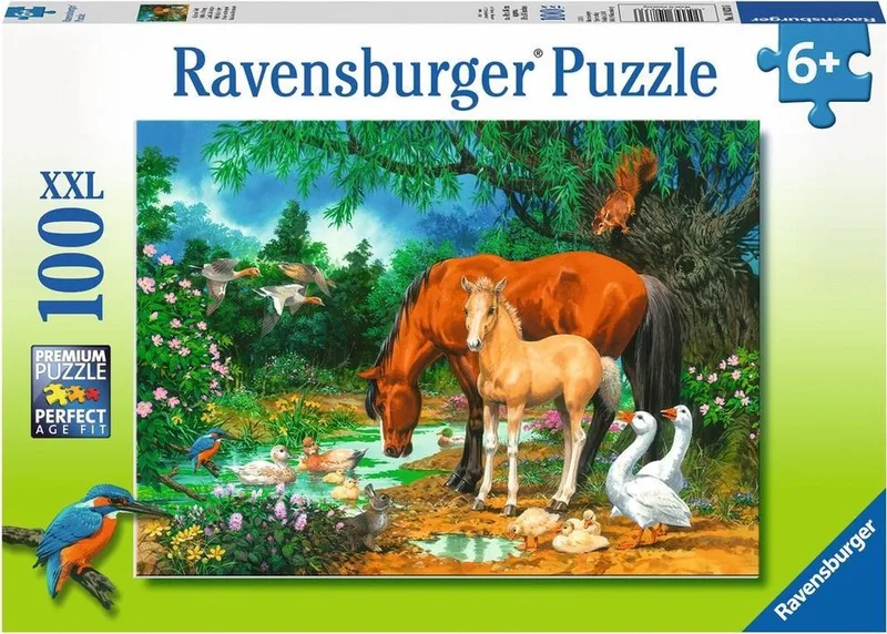 puzzel Idylle bij de vijver - Legpuzzel - 100 stukjes van Ravensburger, editie Meerkleurig – doos