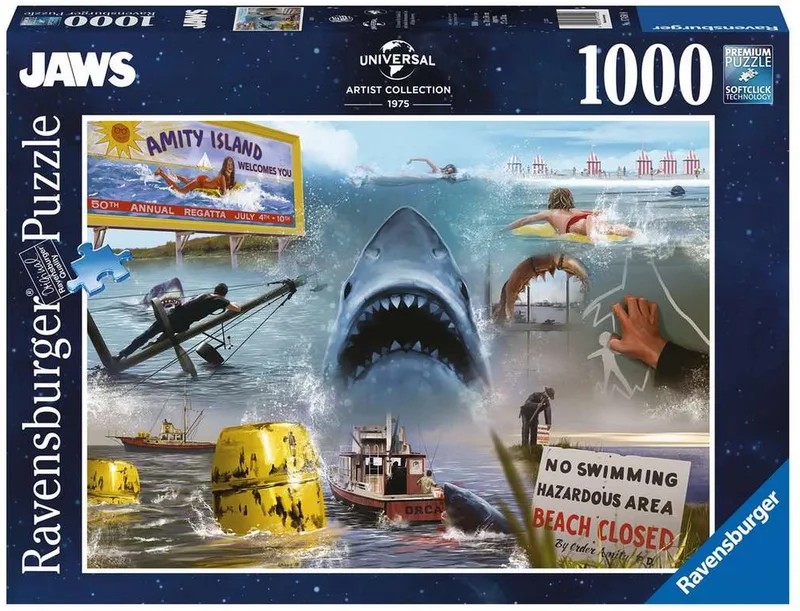 puzzel Jaws - Legpuzzel - 1000 stukjes van Ravensburger, editie Meerkleurig – doos